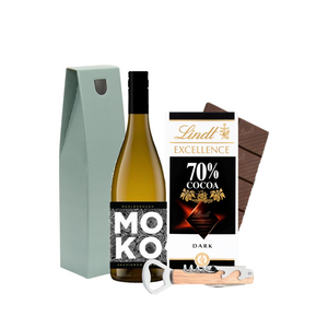Moko Black Sauvignon blanc Dark Chocolate Hamper with corkscrew