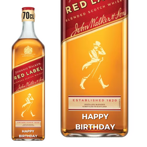 Johnnie Walker Red Label Scotch Whisky 70cl 40% wine " Happy Birthday " Engraved
