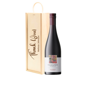 Personalised Shiraz Red Wine Gift " Thank You " Wooden Gift Box