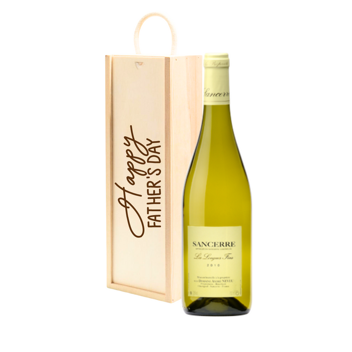 Personalised Sancerre White Wine Gift " Happy Fathers Day " Wooden Gift Box