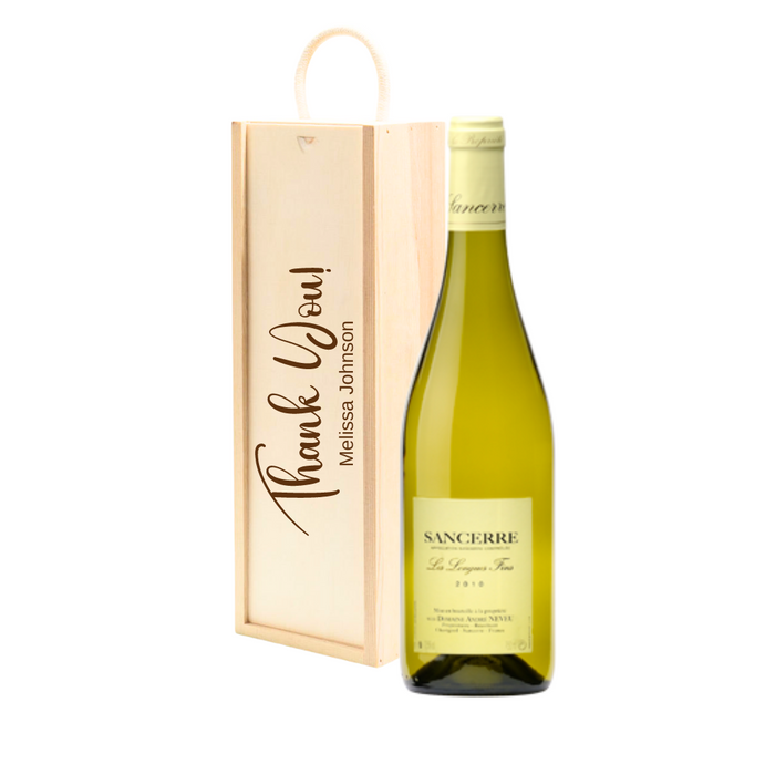 Personalised Sancerre White Wine Gift " Thank You " Wooden Gift Box