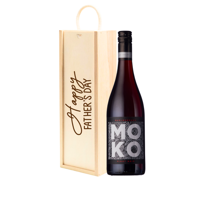 Personalised Pinot Noir Red Wine Gift " Happy Fathers Day " Wooden Gift Box