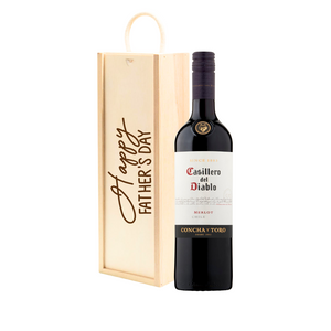 Personalised Merlot Red Wine Gift " Happy Fathers Day " Wooden Gift Box