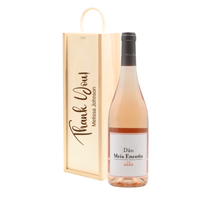 Personalised Dão Rose Rose Wine Gift " Thank You " Wooden Gift Box