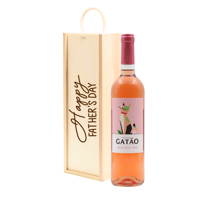 Personalised Fruity Rose Vinho Verde Rose Wine Gift " Happy Fathers Day " Wooden Gift Box