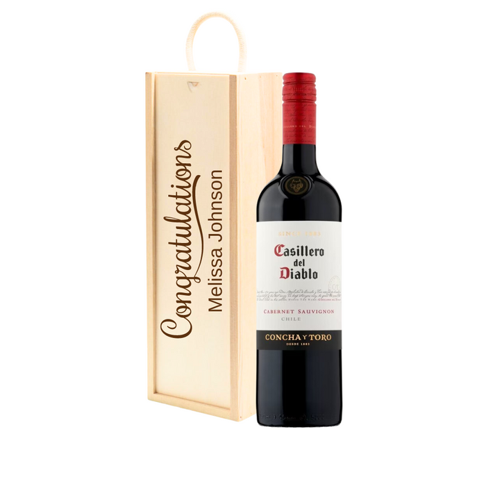 Personalised Cabernet Sauvignon Red Wine Gift " Congratulations " Wooden Gift Box