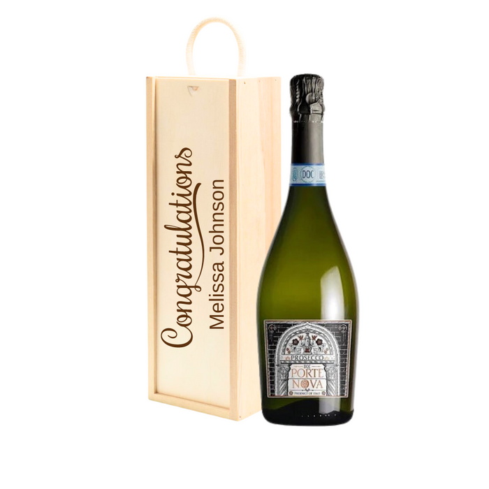 Personalised Portonova Prosecco " Congratulations " Wooden Gift Box