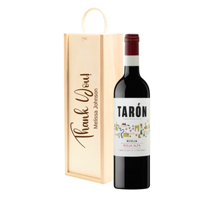 Personalised Rioja Tempranillo Red Wine Gift " Thank You " Wooden Gift Box