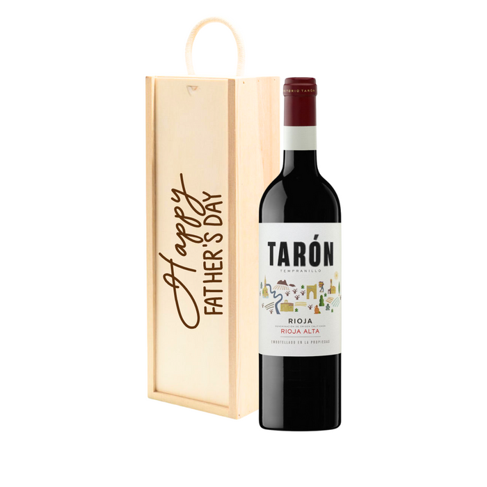 Personalised Rioja Tempranillo Red Wine Gift " Happy Fathers Day " Wooden Gift Box