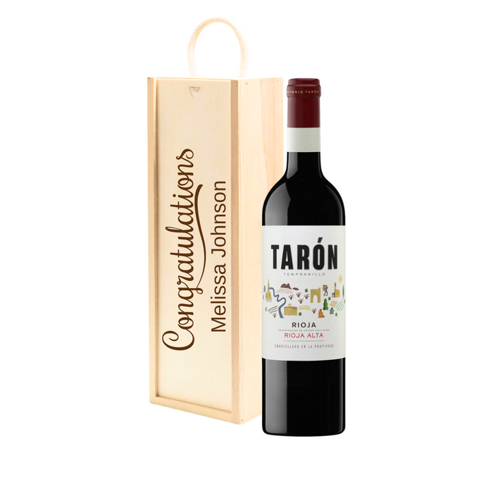 Personalised Rioja Tempranillo Red Wine Gift " Congratulations " Wooden Gift Box