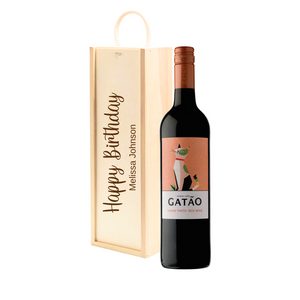Personalised Gatao Fruity Red Wine Gift " Happy Birthday " Wooden Gift Box