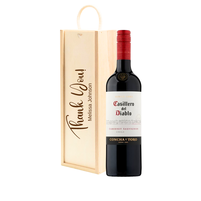 Personalised Cabernet Sauvignon Red Wine Gift " Thank You " Wooden Gift Box