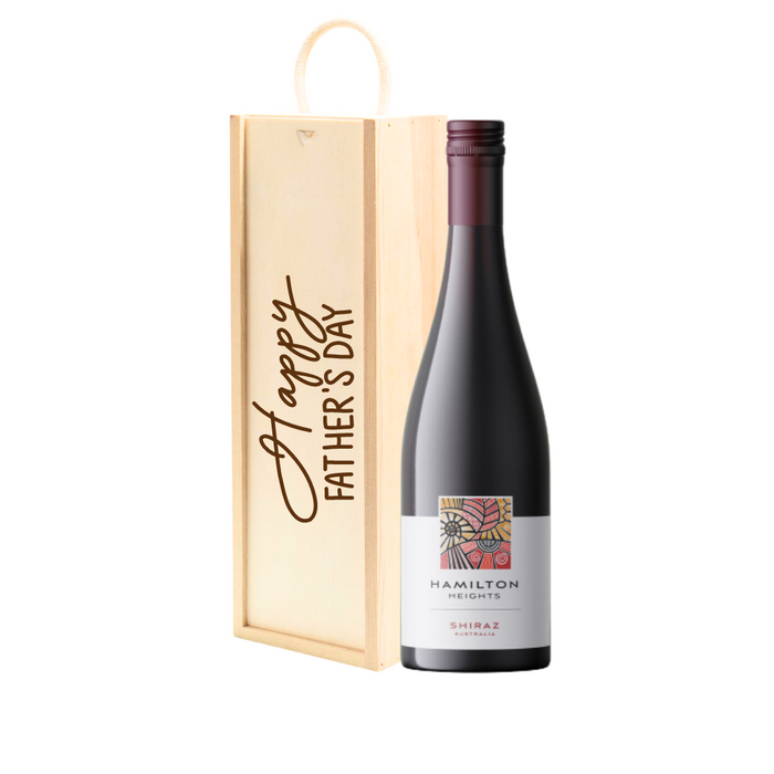 Personalised Shiraz Red Wine Gift " Happy Fathers Day " Wooden Gift Box