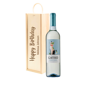 Personalised Vinho Verde White Wine Gift " Happy Birthday " Wooden Gift Box