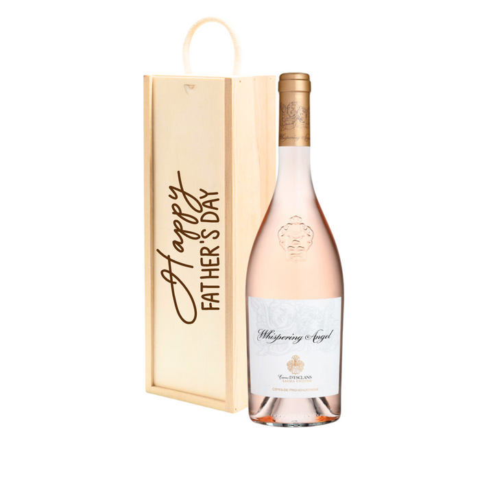 Personalised Whispering Angel Provence Rose Wine Gift " Happy Fathers Day " Wooden Gift Box