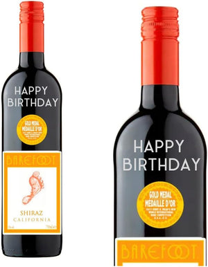 Personalised Shiraz Barefoot "HAPPY BIRTHDAY" 750ml Gift Message