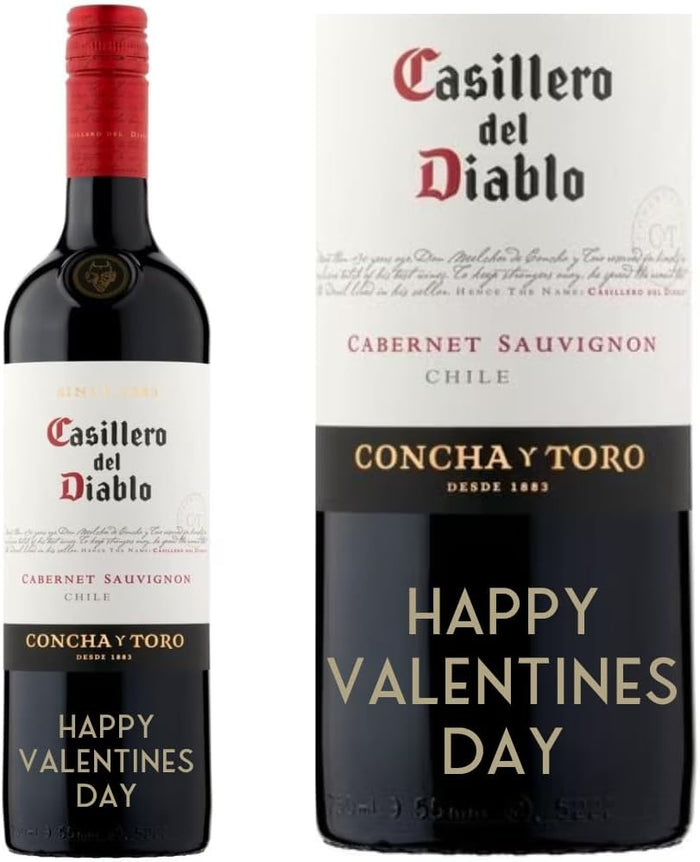 Personalised Red Wine Casillero Del Diablo Cabernet Sauvignon "VALENTINES DAY"