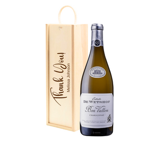 Personalised Chardonnay White Wine Gift " Thank You " Wooden Gift Box