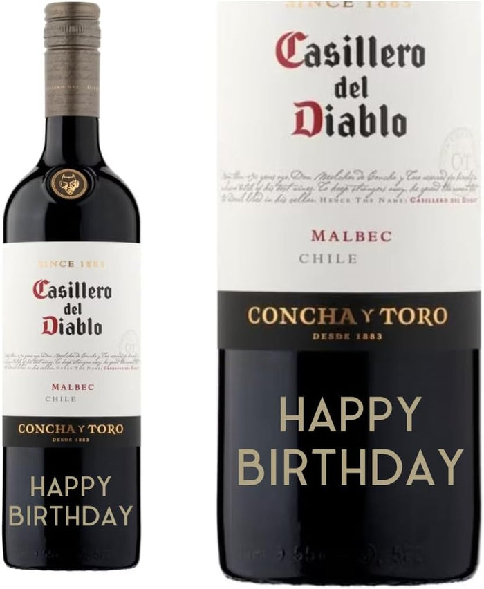 Personalised Red Wine Casillero Del Diablo Malbec "HAPPY BIRTHDAY"