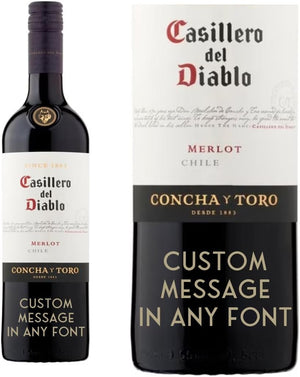 Personalised Red Wine Casillero Del Diablo Merlot "CUSTOM MESSAGE"