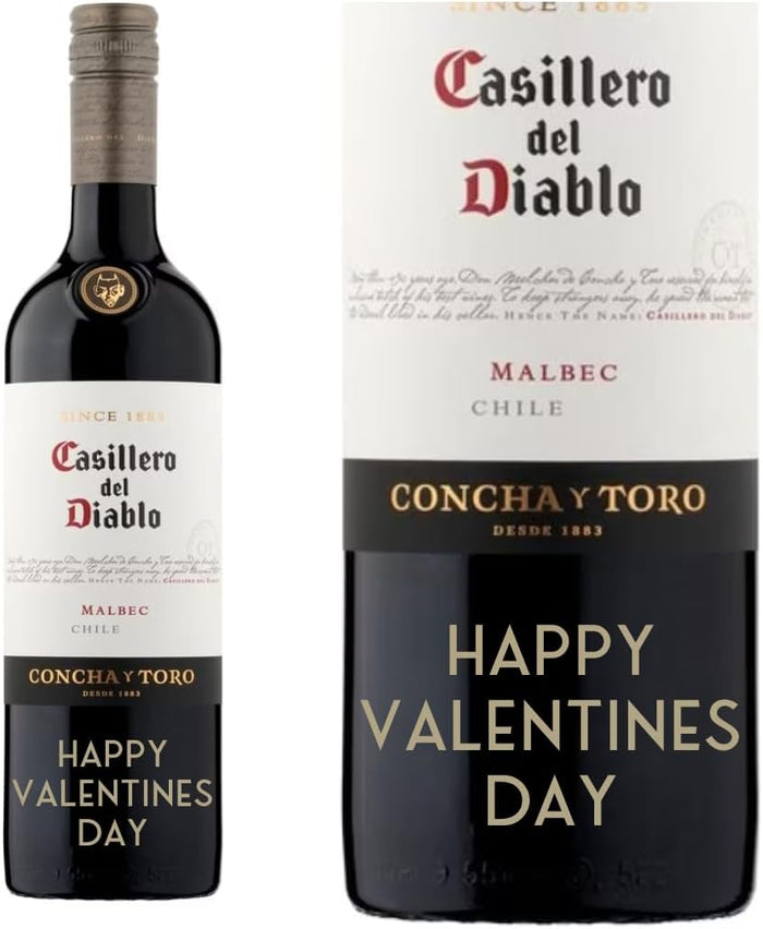 Personalised Red Wine Casillero Del Diablo Malbec "VALENTINES DAY"