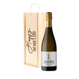 Personalised Gatao Bubbles Sparkling Wine Gift " Happy Fathers Day " Wooden Gift Box