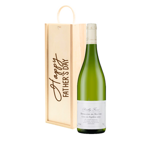 Personalised Pouilly Fume White Wine Gift " Happy Fathers Day " Wooden Gift Box