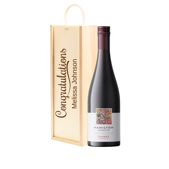 Personalised Shiraz Red Wine Gift " Congratulations " Wooden Gift Box