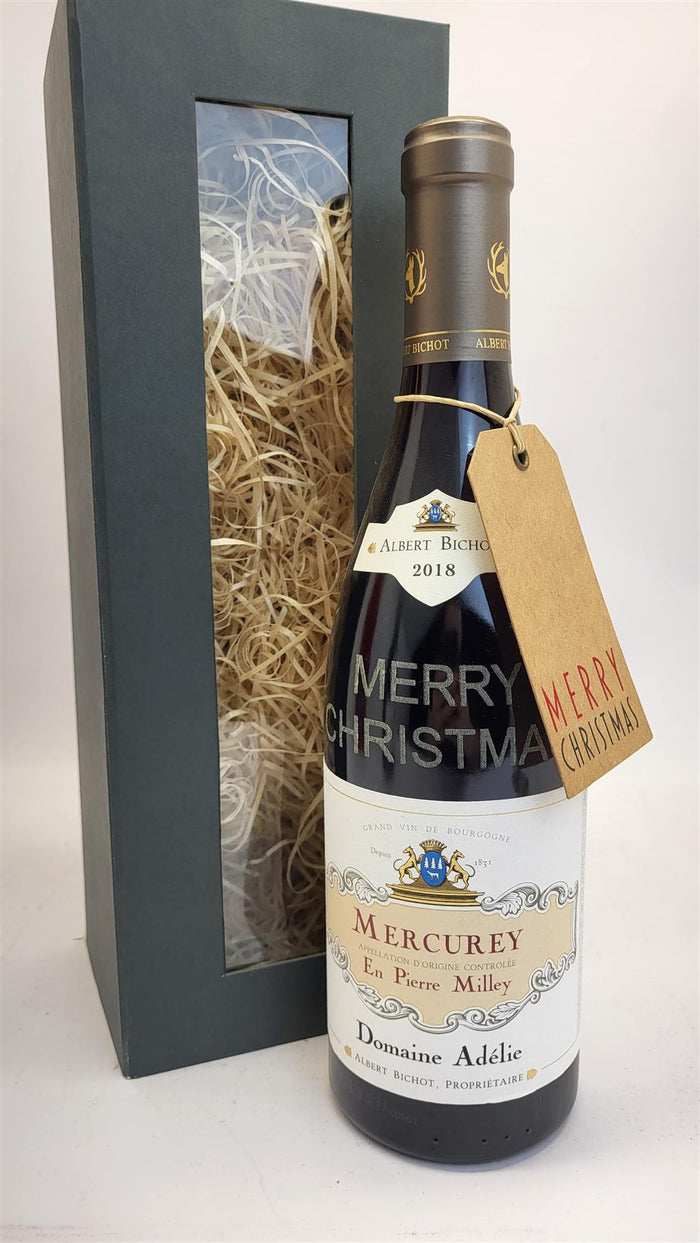 Mercurey French Red Wine Merry Xmas Engraved Red Magnetic Box Gift