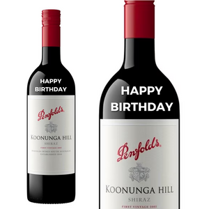 Penfolds Koonunga Hill Shiraz  personalised " Happy Birthday " Engraved