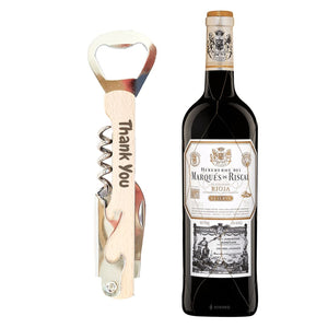 Marques De Riscal Rioja Reserva + Corkscrew engraved Thank You