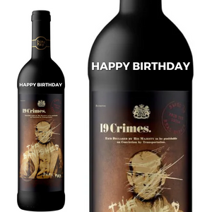 19 Crimes Banished Dark Red personalised " Happy Birthday " Engraved