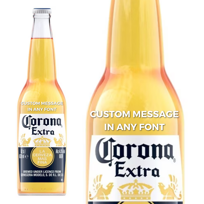 Corona Lager Beer 620ml personalised " Enter Your Own Custom Message "