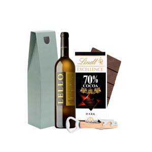 Lello Douro White Wine Dark Chocolate Hamper with corkscrew