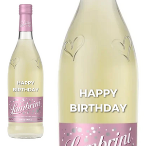 Lambrini Lightly Sparkling Original 75cl wine " Happy Birthday " Engraved