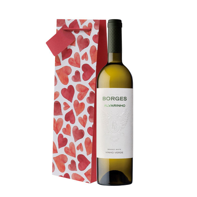 Alvarinho Vinho Verde Vinhos Borges w/ Hearts gift bag