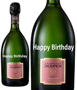 Champagne Jeeper Grand Rosé " Happy Birthday " Engraved