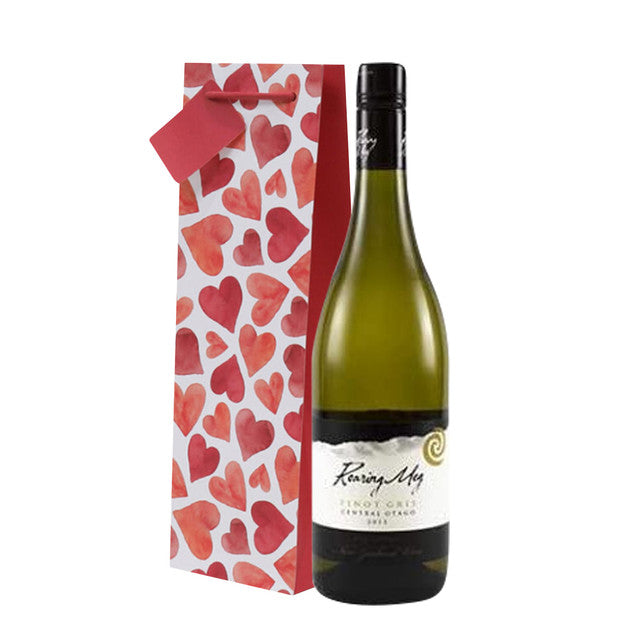 Roaring Meg New Zealand Pinot Gris w/ Hearts gift bag