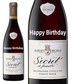 Secret de Famille Burgundy Pinot Noir " Happy Birthday " Engraved