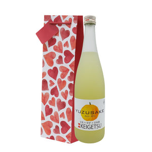 Yuzu Sake Keigetsu Japanese Sake bottle w/ Hearts gift bag