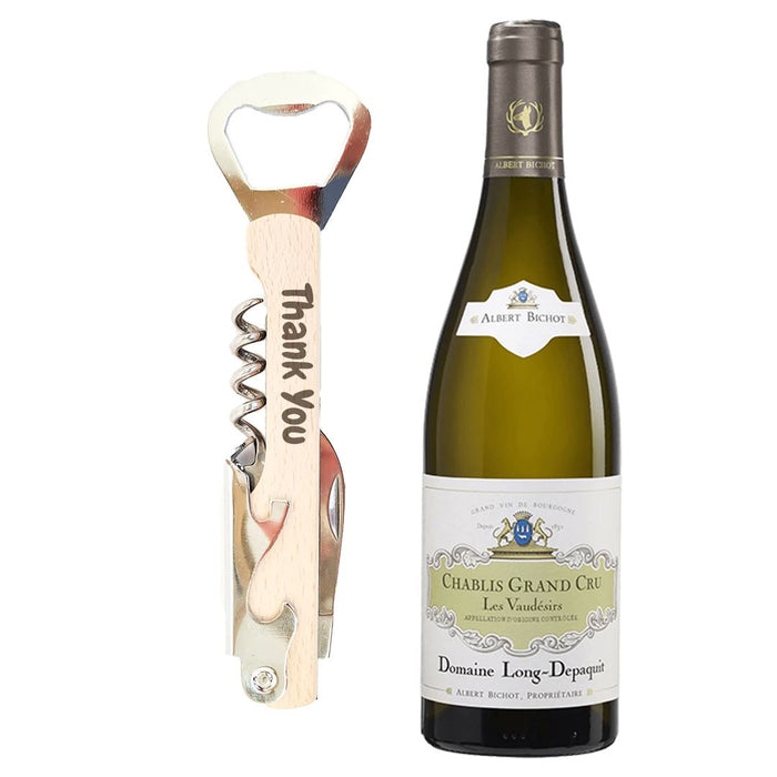 Chablis Vaudesirs + Corkscrew engraved Thank You