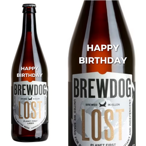 Brewdog Lost Lager 660ml personalised " Happy Birthday " Engraved