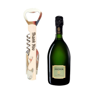 Jeeper Champagne + Corkscrew engraved Thank You