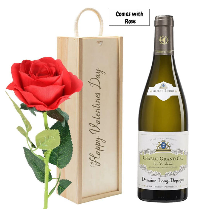 Chablis Grand Cru Valentines Day Gift With Rose