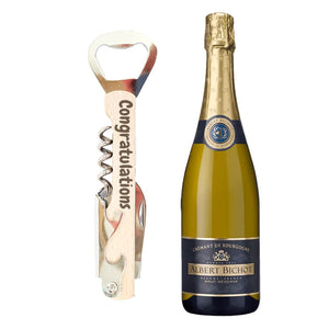 Cremant de Bourgogne + Corkscrew engraved Congratulations