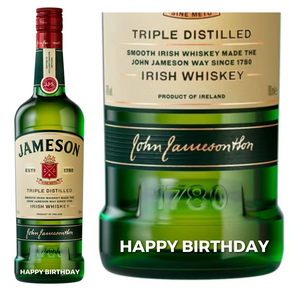 Jameson Triple Distilled Irish Whiskey 70cl wine " Happy Birthday " Engraved