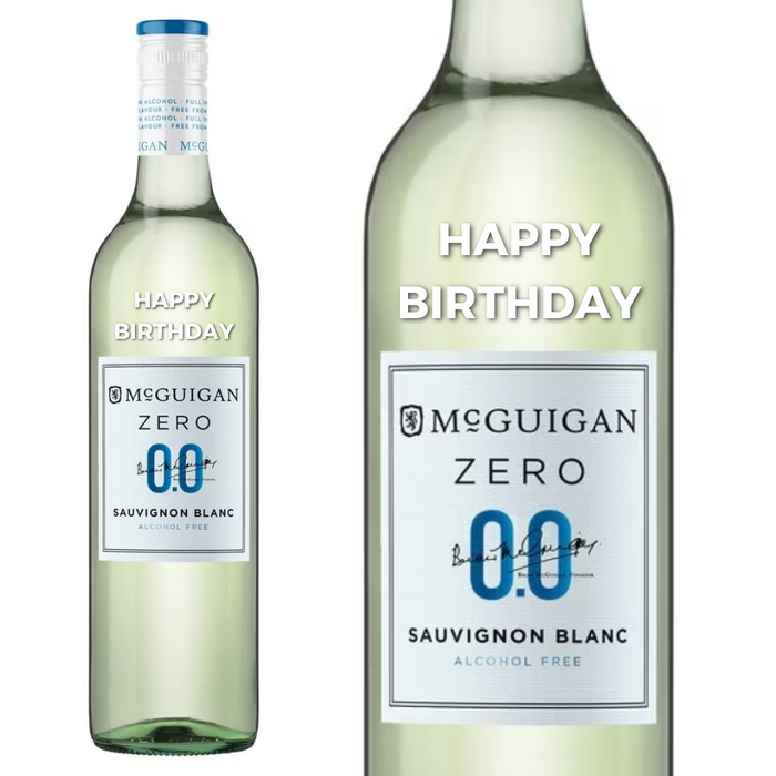 McGuigan 0% Sauvignon Blanc personalised " Happy Birthday " Engraved