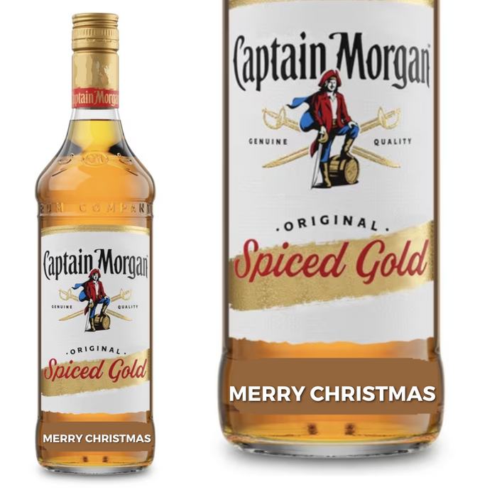 Captain Morgan Original Spiced Gold Rum Spririt 70cl 35% personalised " Merry Christmas "